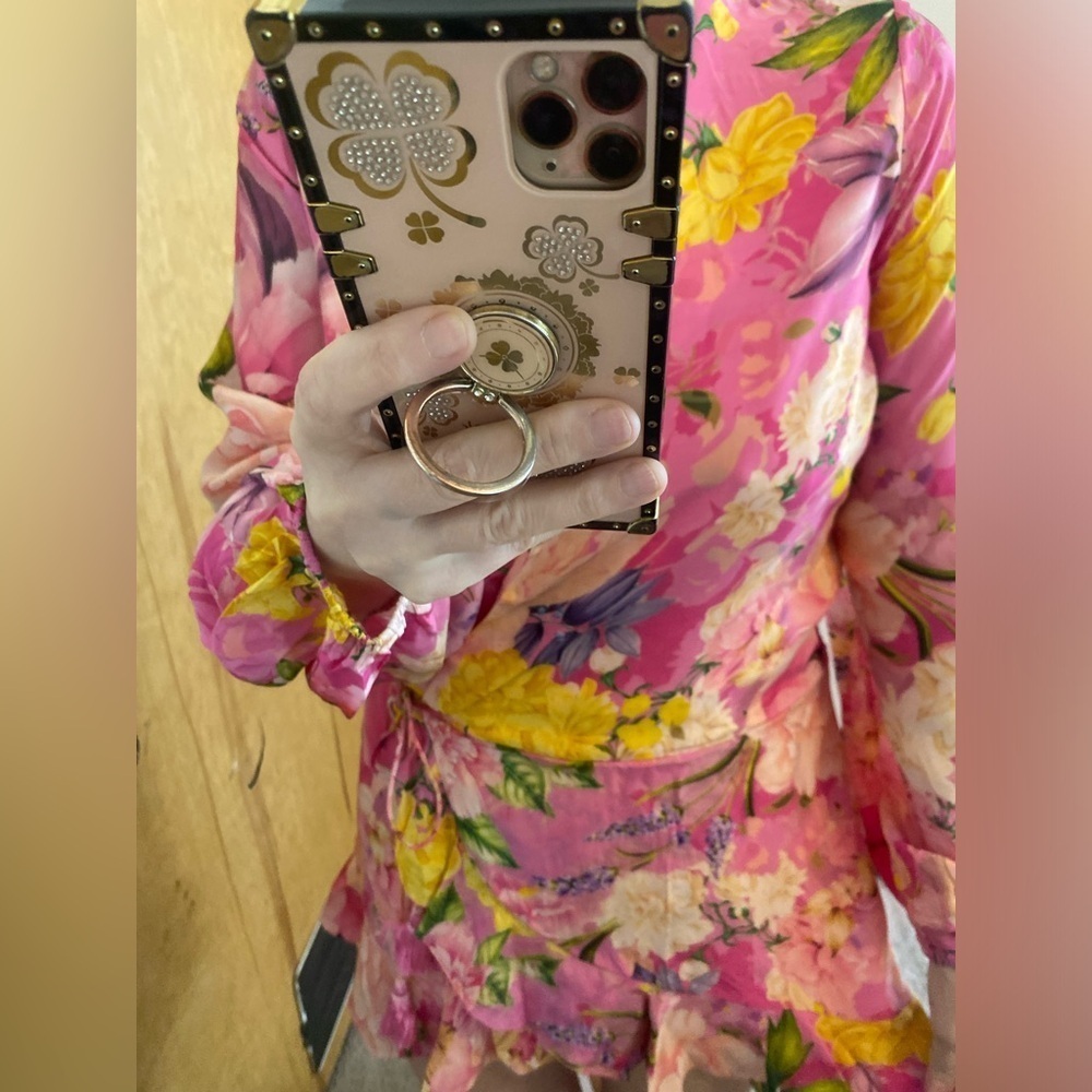 Rococo Sand Pink Floral Long Sleeve Wrap Dress - Picture 13 of 15